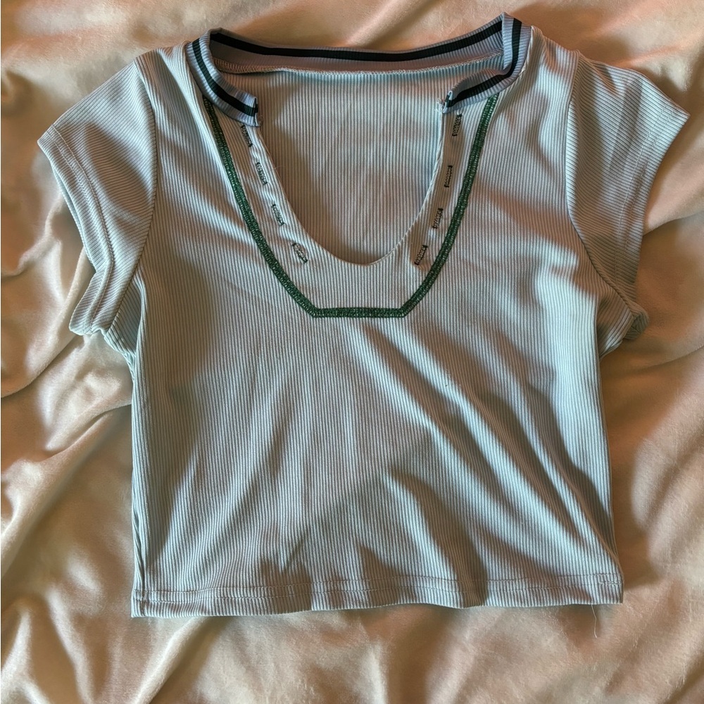 Light blue crop top